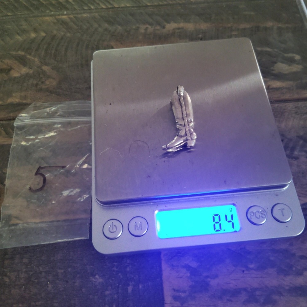Vintage Cowboy Boot Pendant Charm Western Silver Tone 8.4g 1.36in